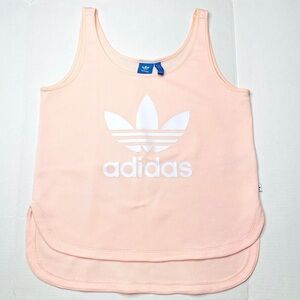 ADIDAS Peach Pink Textured Trefoil Logo High Low Athletic Tank Top Size M